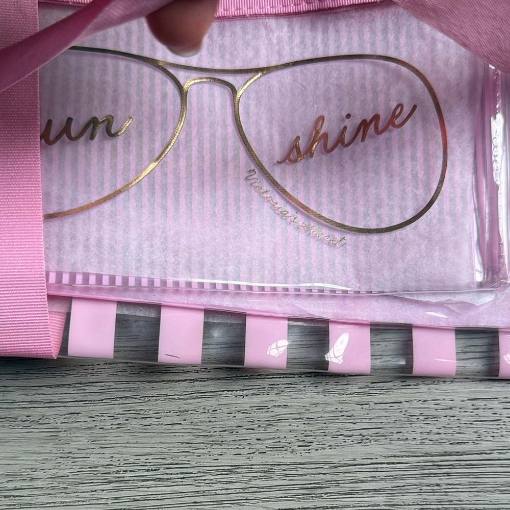 Victoria Secret Pink Striped Clear Travel Bag Set - Picture 2 of 3